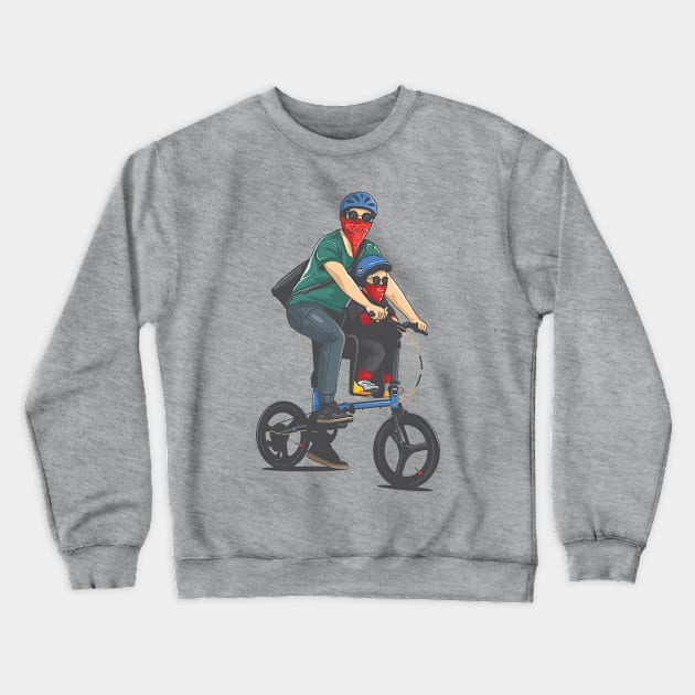 father and son ride bicycle Crewneck Sweatshirt by savya std22